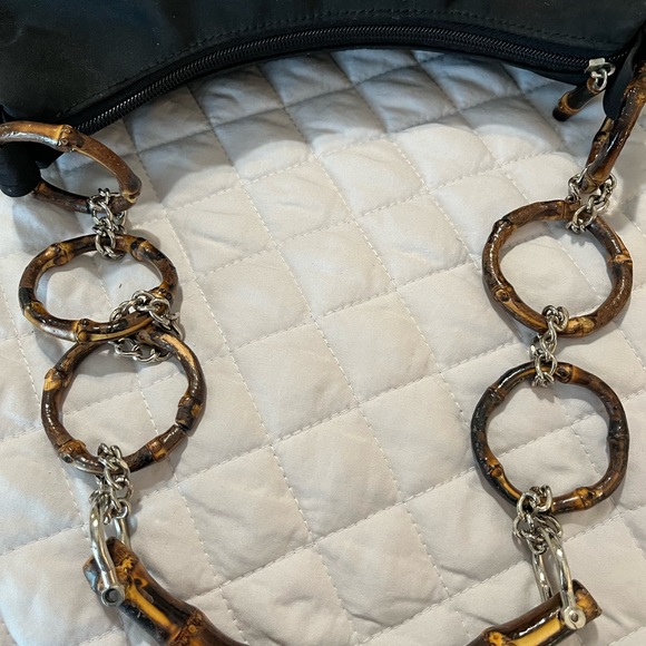 Black bag with bamboo ring handle shoulder bag - Picture 8 of 8